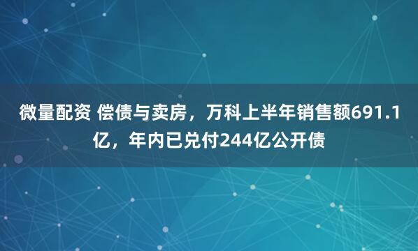 微量配资 偿债与卖房，万科上半年销售额691.1亿，年内已兑付244亿公开债
