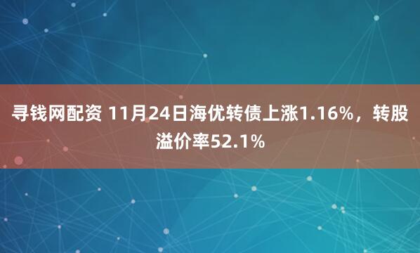 寻钱网配资 11月24日海优转债上涨1.16%，转股溢价率52.1%